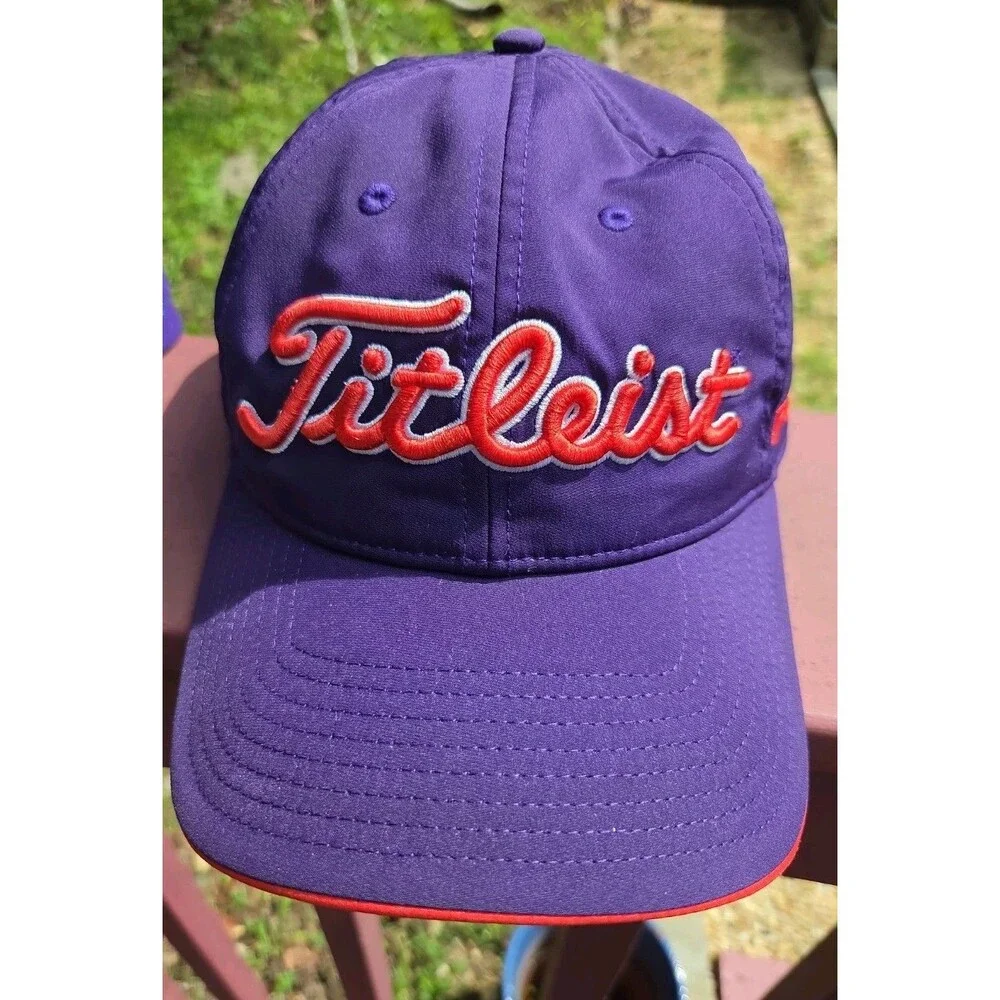 Titleist Hat Cap Mens Strapback Adjustable Purple/Orange FootJoy Pro V1 FJ Golf